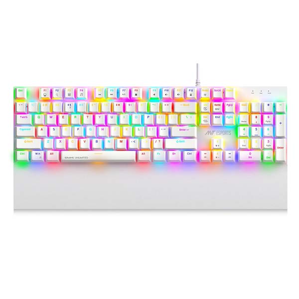 Ant Esports MK4100 RGB Mechanical Wired Gaming Keyboard Hot-Swappable Per-Key RGB Red Outemu Switches (White)